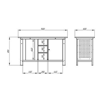 Верстак металлический двухтумбовый SL 010.010 1500